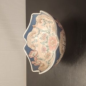 Vintage Bowl Decor with Flowers and Gold Trim